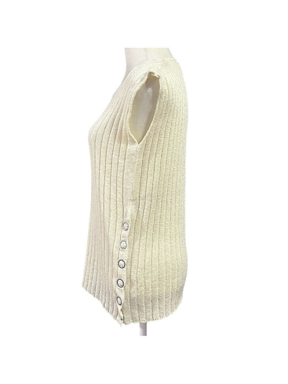 POL Ribbed Sleeveless Grommet Snap Side Hem Boho Top Size Small - Picture 4 of 12